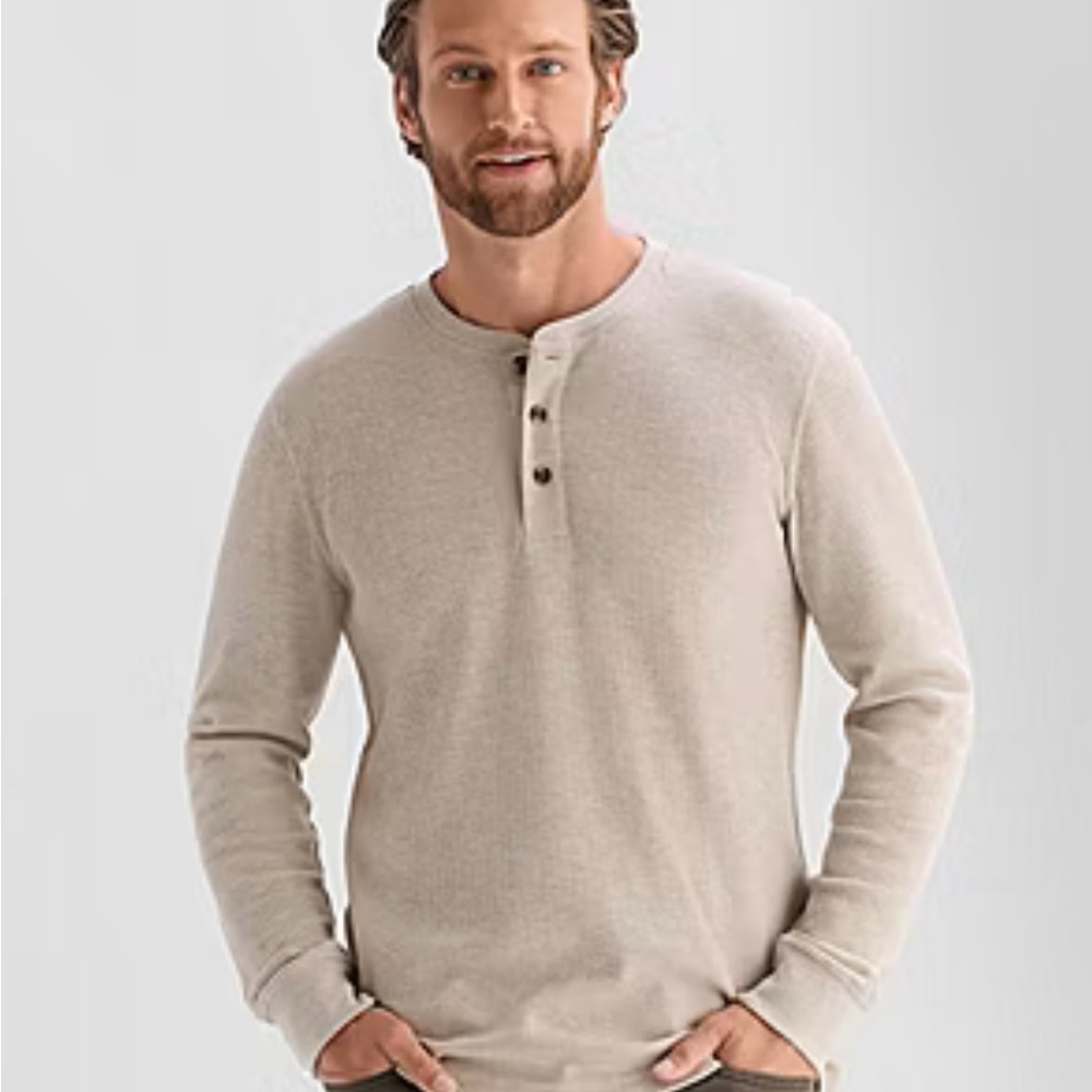 St. John's Bay Light Beige Long Sleeve Henley